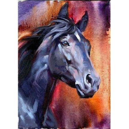 Tee-se-itse 5D diamond painting täys pyöreä porasarja tekojalokivi Picture Craft kodin seinäkoristeeseen 30x40cm harmaa sininen hevonen,