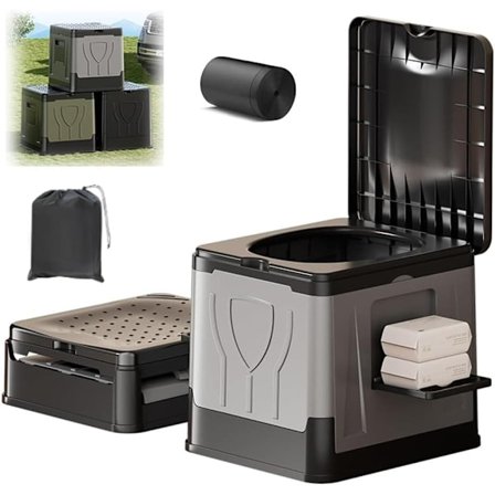 Bærbar Toalett Campingtoalett Sammenleggbart Bærbart Toalett 30L for Voksne og Reise
