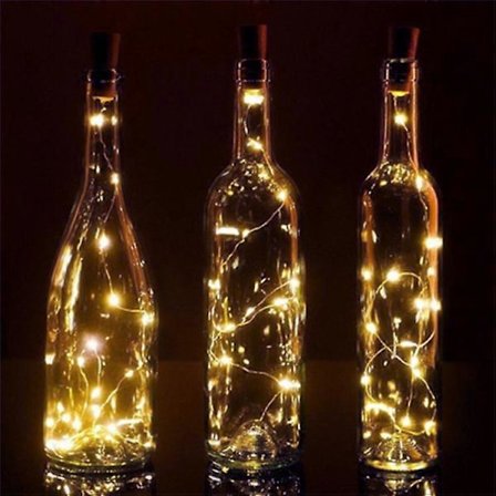 10 LED Vinflasklampor Slinga Varmvitt Flaskpropp Atmosfärlampa för Jul Hemfest Dekoration Gåva 10st (FMY)