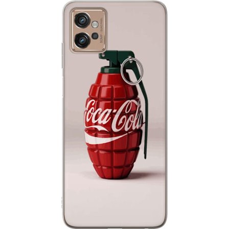Kompatibel Mobilcover til Motorola Motorola Moto G32 Kunstnerisk illustration af Coca Cola granatæble i rødt og grønt, pop art inspireret motiv med