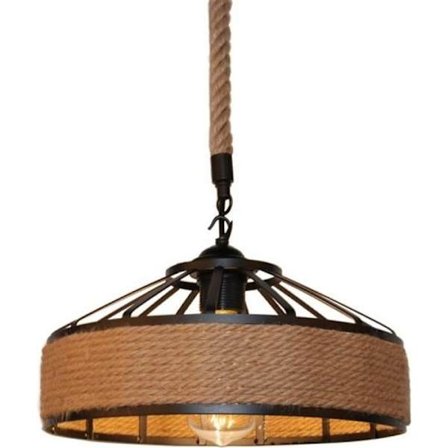 COUNT - E27 Hampa Köysi Riippuva Lamppu Vintage Riippuvalaisin Kattovalaisin, Retro Teollinen Metallikruunu - 1kpl ø30cm