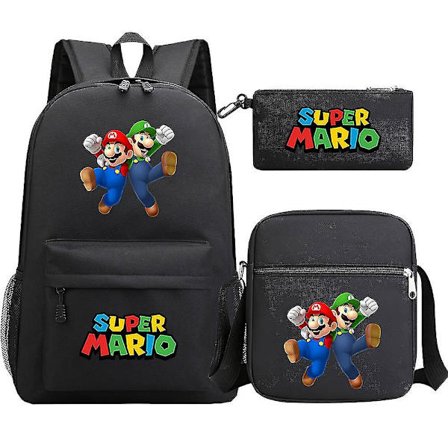 Super Mario Ryggsäck För Tonåringar Flickor Pojkar | Kawaii Vattentäta Skolväskor i Canvas | 3st Laptop Mochilas Ryggsäckar