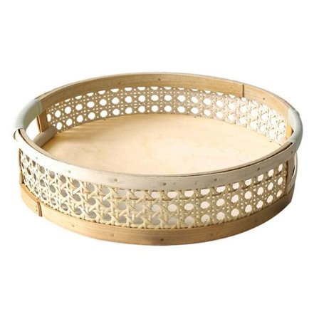 Flettkurv serveringsbrett rundt dessertfat piknik desserter frukt display arrangør brett bord kjøkkeninnredning, stor