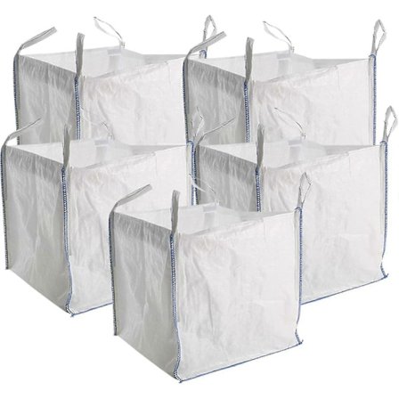 5 X Nye FIBC Storsekk Byggearbeider Hageavfall 1 Ton Jumbo Vesker Oppbevaringssekk Kraftig