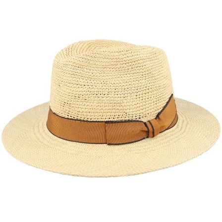 MJM Hats - Beige straw Hatt - Blue Line Bio Panama Natural/Curry Band Straw Hat @ Hatstore