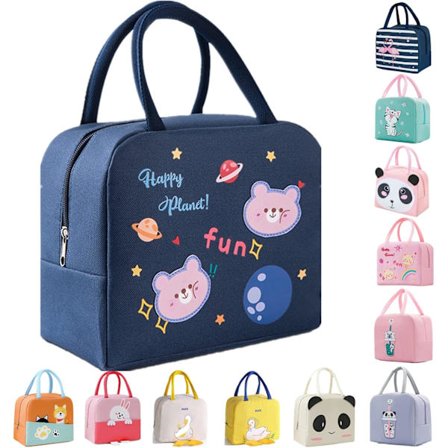 1 stk. Frokosttaske, Sød Tegneserie Isoleret Madkasse, Genanvendelige Køletasker til Frokost, Vandtæt Frokosttaske, Foldbar Frokosttaske Øl Blå