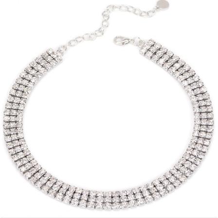 Lyxig stil sömnad flerskikts strass halsband personlighet nyckelben kedja design hals smycken för kvinnor