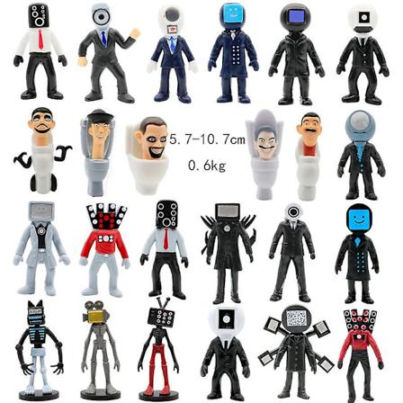 24 stk Skibidi Toilet Actionfigurer Sæt Sjove Spil Toiletmand Kameramand Speakerman Kage Toppers Hjem Dekoration Legetøj Gaver