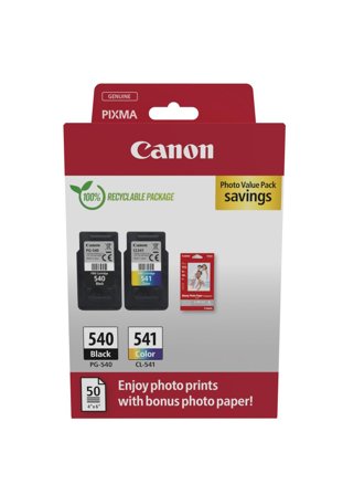 Canon PG-540/CL-541 Photo Paper Value Pack - 2-pack - svart, farge (cyan, magenta, gul) - original - blekkpatron/papirsett