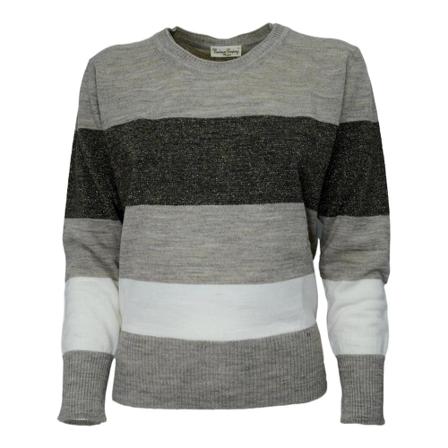 Cashmere Company, Striped Crew Neck Sweater 3511 Grijs, Heren, Maat:M