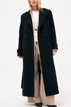 NA-KD - Lang trenchcoat - Trenchcoats - Svart - EU 40