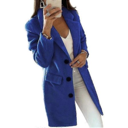 Fleece Overcoat Dame Vinter Trenchcoat Lang Jakke