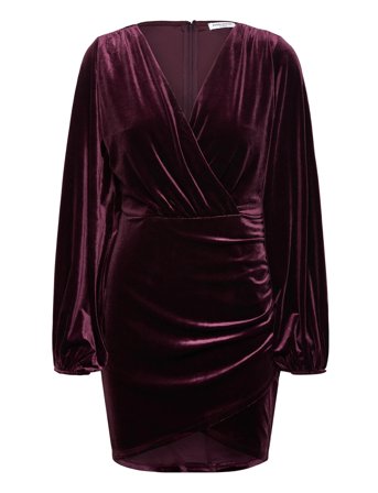 Velvet Wrap Dress Burgundy Bubbleroom