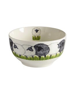 Skål Får med håndtegnet motiv Hvid