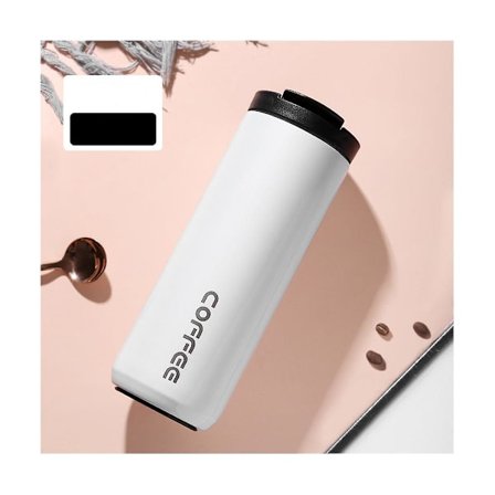 400ml Rostfritt Stål Kaffe Mugg Med Lock Isolerad Mugg Cafe Resa Dryck Isolerad Vatten Vit
