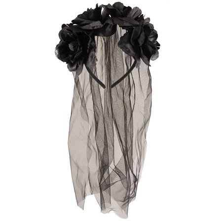 Hårbøyle Svart Brudeslør & Roser