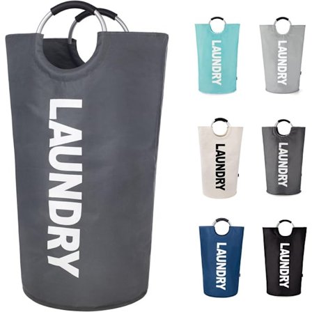 Tvättkorg med vadderade handtag, vattentät tvättkorg hopfällbar, tvättkorg för badrum, tvättstuga, studentrum