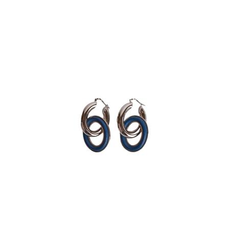 Jil Sander, Eclipse earrings Blauw, Dames, Maat:ONE Size,Zilver,print