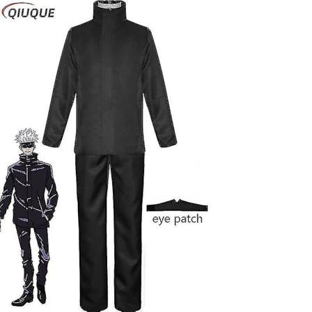 2023-anime Jujutsu Kaisen Gojo Satoru Cosplay-asu Toppi, Housut, Silmälappu, Halloween-juhlat, Miesten Uniformi, Peruukki - 1-1 Musta Paketti 1 Black 