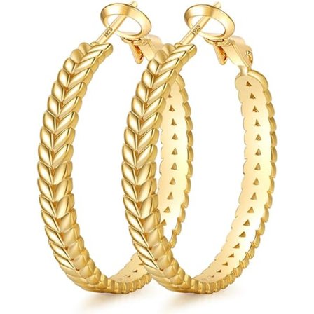 Hoop-øredobber i sterlingsølv, store 14K gull-hoop-øredobber for kvinner, lette 925 sterlingsølv-hoop-øredobber