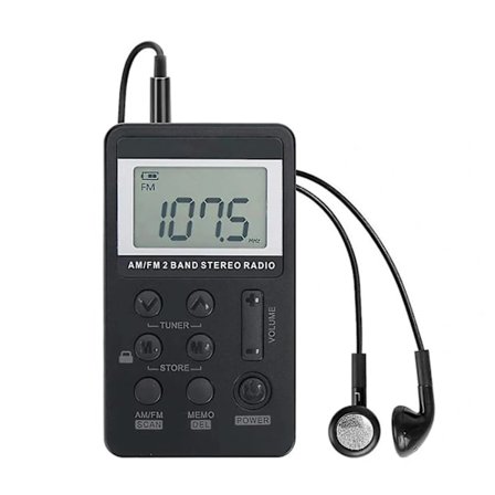 Bärbar radio, FM/AM dubbla band, med LCD-skärm