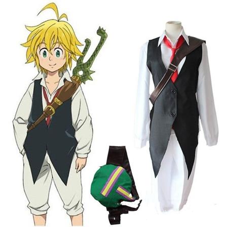 Anime Seitsemän kuolemansyntiä Nanatsu No Taizai Dragon's Sin Of Wrath Meliodas Cosplay-asu Halloween Carnival Täysi set univormu L