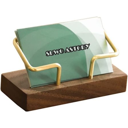 Træ visitkortholder til skrivebord Guld visitkortholder Ho