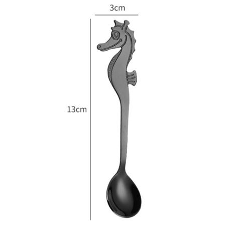 Rostfritt Stål Creative Sea Horse Shape Kaffesked Hängande C