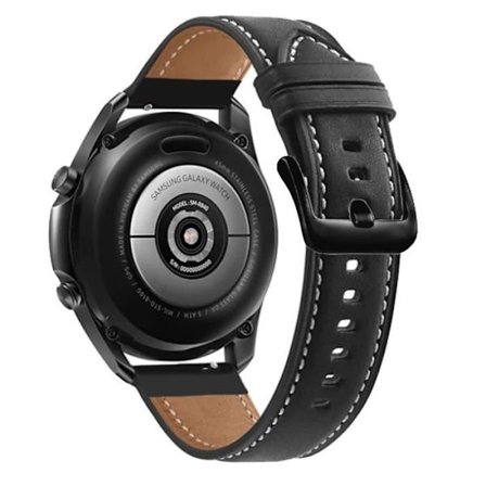Ekte läder armbandet för ersättning 22mm kompatibel med Samsung Galaxy Gear S3 Gear 2 i SVART