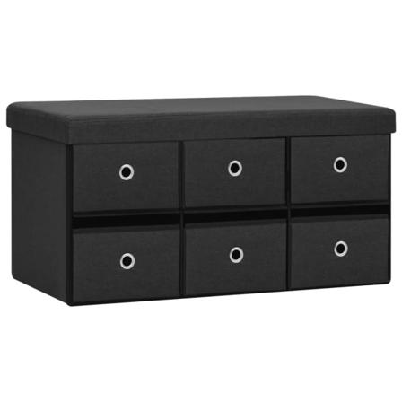 Vidaxl Hopfällbar Förvaringsbänk Svart 76x38x38 Cm Konstlinne Svart
