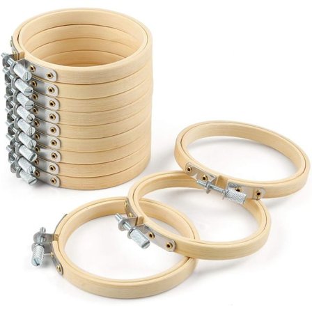 12 stk. Broderingsringer Sett Bulk Bambus Sirkel Korssting Ring for Sy og Dekorasjon