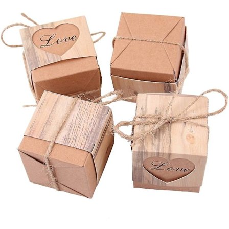 Søte Gaveesker 50 stk Vintage Gaveboks Burlap Jute