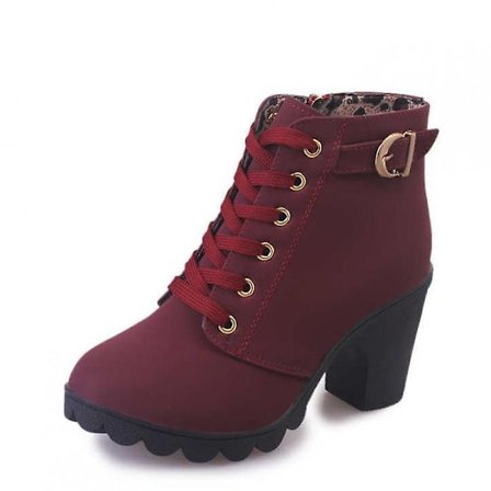 Dame uformelle høye hæler vanntette varme ankelstøvletter W