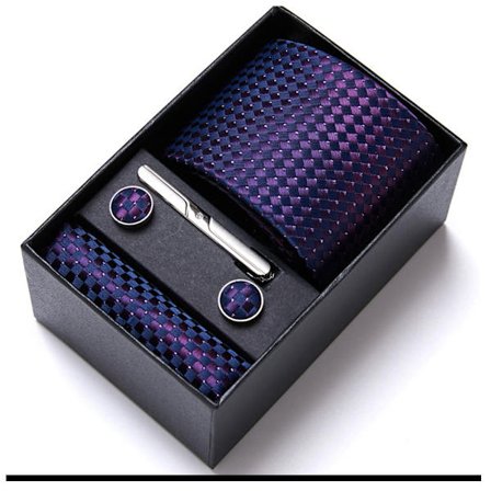 Herreslipssett Klassisk vevd slips Lommetørkle Mansjettknapper