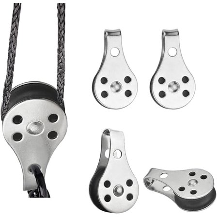 ING Sæt med 4 kraftige enkelt-trisser i rustfrit stål, velegnet til store kajakker, kanoer, fabrikker, bygninger osv.