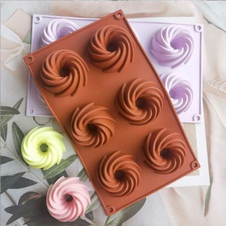 Silikoni kevyen muodon kynttilöt diy 6st spirals munkkeja