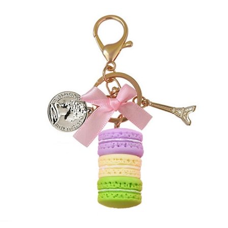 Macaron-formet nøglering rygsæk Effiel Tower Charm vedhæng Mode Venskab Nøgleringe Gave til kvinder Taske Rygsæk rosarød blå 6