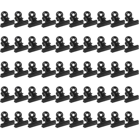 50 kpl Suljettuja metallikiinnikkeitä Vahva jousi Mustat bulldog-pidikkeet 22 mm Metallipidikkeet Pieni pidike tiedostoille Ruokapusseille Valokuville