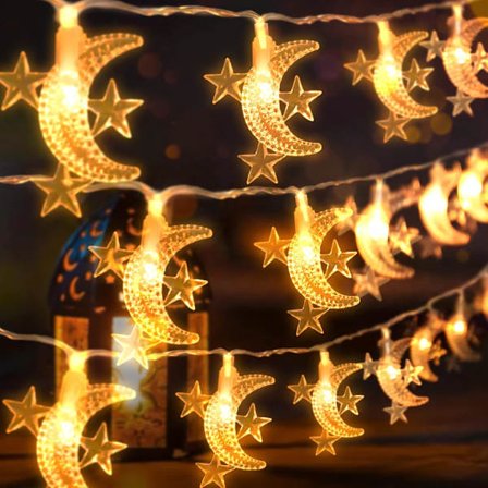 80 LED 9,75 meter Stjerne Måne Lyslenke – Perfekte dekorative lys for innendørs og utendørs bruk, barnerom, Halloween, Thanksgiving, Jul