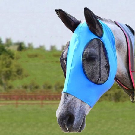 Hestefluemaske, fluemaske for hester med ører, glatt og elastisk