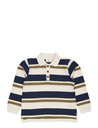 Striped Pique Polo W. Ls Green Copenhagen Colors