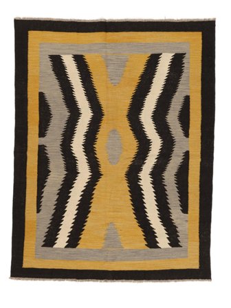 152X196 Tapis Kilim Moderne Moderne Marron/Noir (Laine, ) Carpetvista
