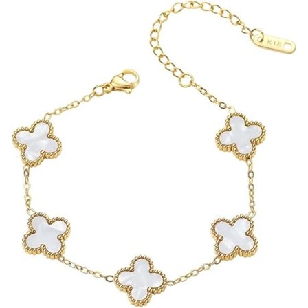 18K Forgyldt Kløver Lykke Armbånd til Kvinder Piger Trendy Link Armbånd Justerbar Forgyldt Lykke Smykker Jul Bryllup Fødselsdag Bedste Gave