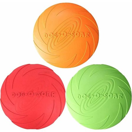 3 st flygande diskar hund leksak gummi flygande disk för interaktiv kul utomhus, perfekt för hundträning, kasta, fånga och leka58-A