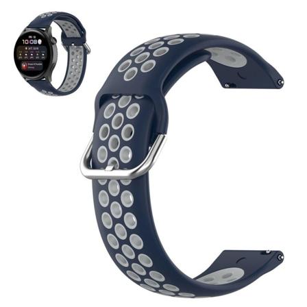 22mm Universal kaksivärinen silikoni metalli solki kellon hihna - Keskiyön Sininen / Harmaa Silver grey