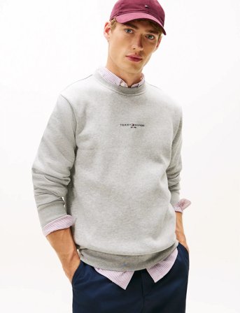 Tommy Hilfiger Tommy Logo Tipped Crewneck - Grey - S