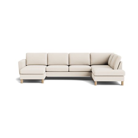 Haven U-Form Sofa, links, Loop Creme, modernes Design, bequeme Polsterung, elegante Holzfüße, Höhe 86cm, gemütliche Wohnlandschaft für Heim.