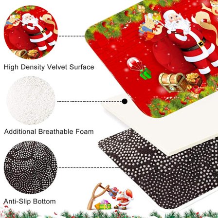 Julegulvmåtte, indendørs tæppe skridsikker dørmåtte, julemønster indendørs boligindretning jule dørmåtte tæppe, bademåtte, værelse soveværelse tæppe