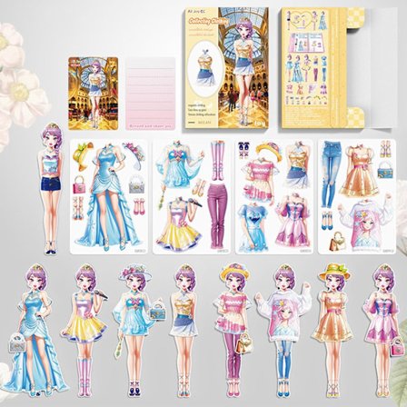 Magnetisk prinsessekjole dukke, magnetisk påklædningsspil, legerejsesæt legetøj magnetiske påklædningsdukker og lade som om-leg for pige, medium