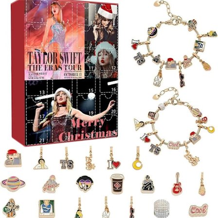 Musikkelsker Taylor Swift Julekalender Armbånd 24 Dager Jul Swift Nedtellingskalender DIY Smykkeproduksjonssett Gave Til Barn Tenåringer